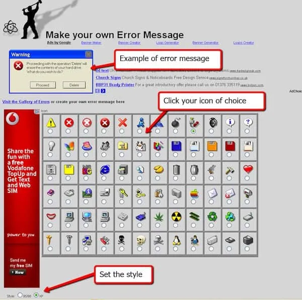 Error Message Generator Error Message Generator