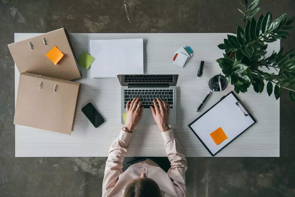 Businesswoman working with laptop