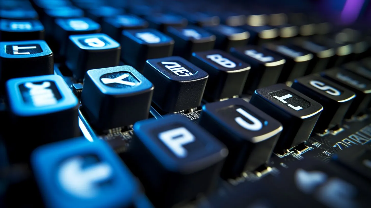 A close-up view of a computer keyboard with the Linux logo key surrounded by server racks. A close-up view of a computer keyboard with the Linux logo key surrounded by server racks.