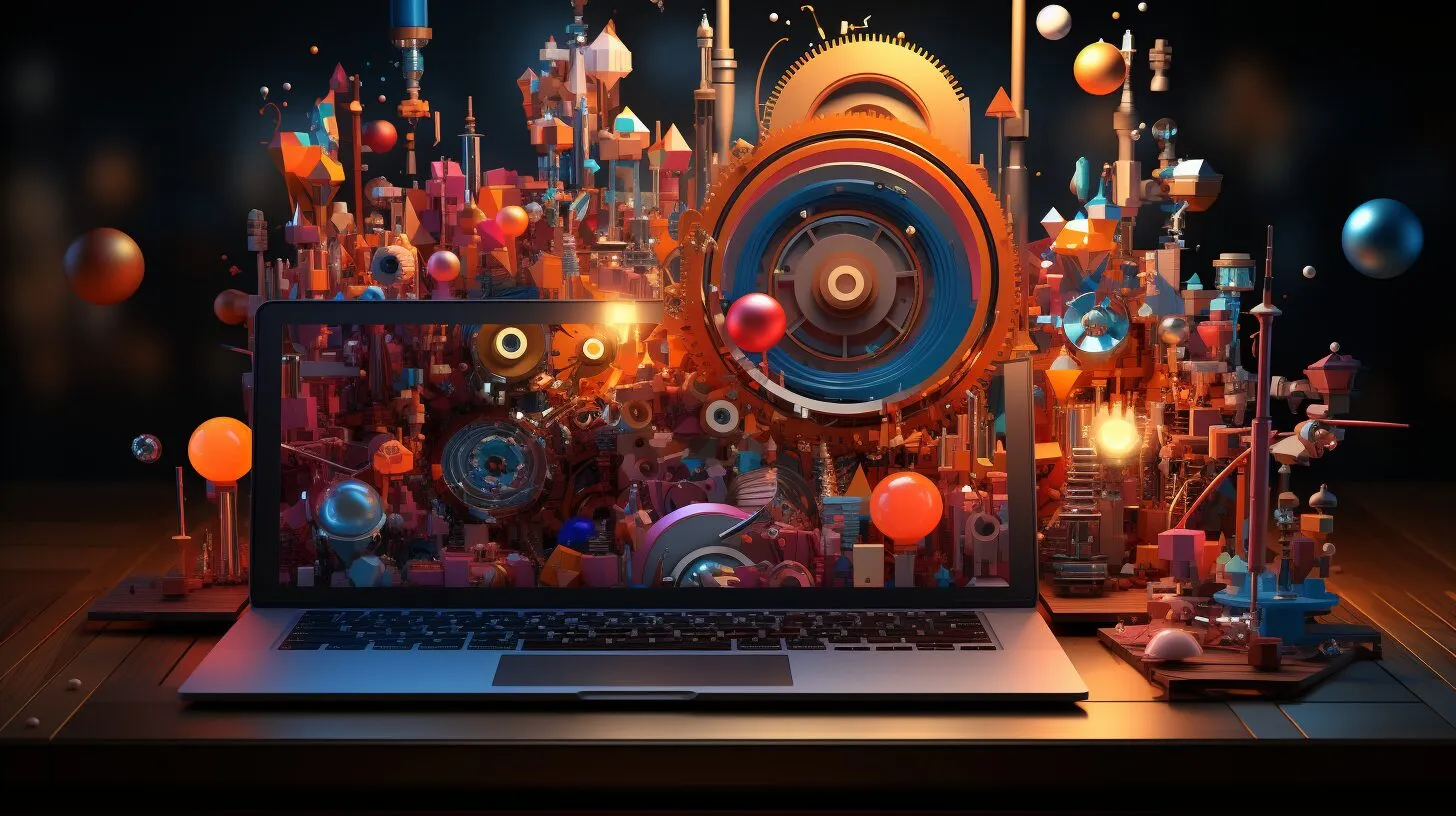 A sleek MacBook with various stylized terminal windows open each with unique color schemes symbolizing alternative emulators A sleek MacBook with various stylized terminal windows open, each with unique color schemes, symbolizing alternative emulators.