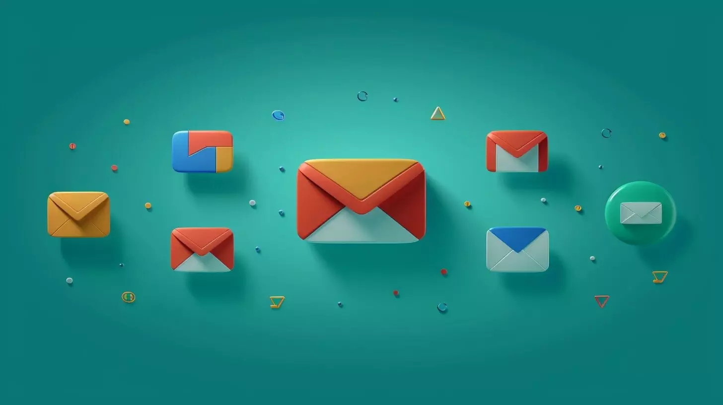 Gmail logo surrounded by other email provider logos, each styled differently to represent letter case variations.