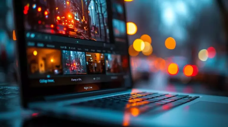 Group of diverse people laughing at comedy sketches on a laptop screen