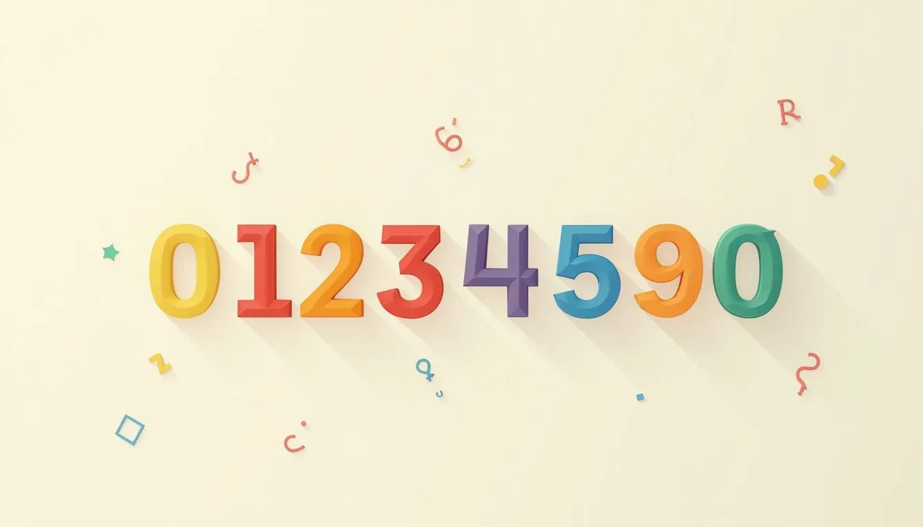 Flat vector illustration of organized colorful numbers and letters on pastel background. Flat vector illustration of organized colorful numbers and letters on pastel background.