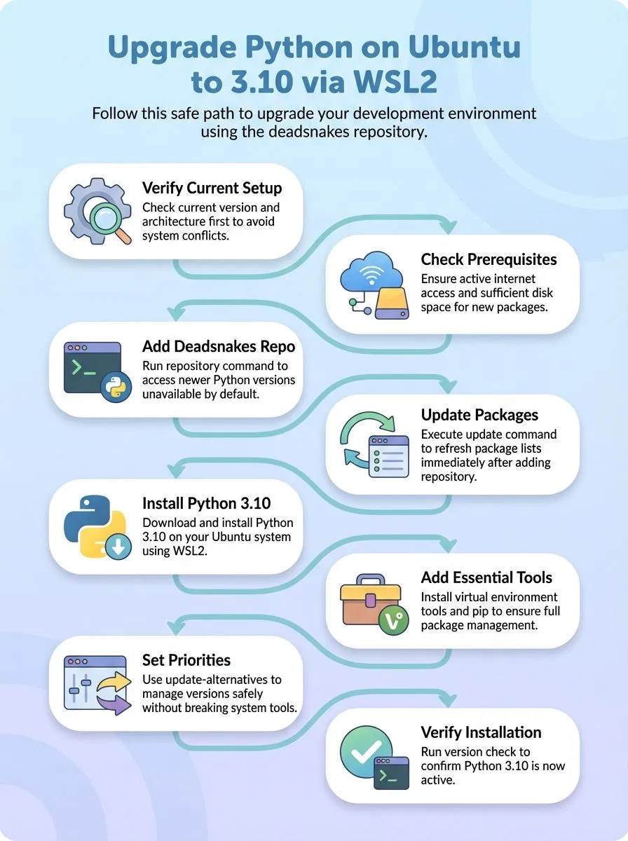 Upgrade Python on Ubuntu to Version 3.10 with WSL2 Upgrade Python on Ubuntu to Version 3.10 with WSL2