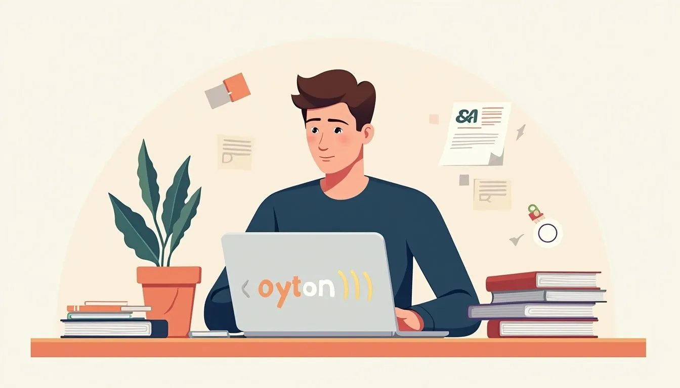 A focused man works on Python code at a busy desk.