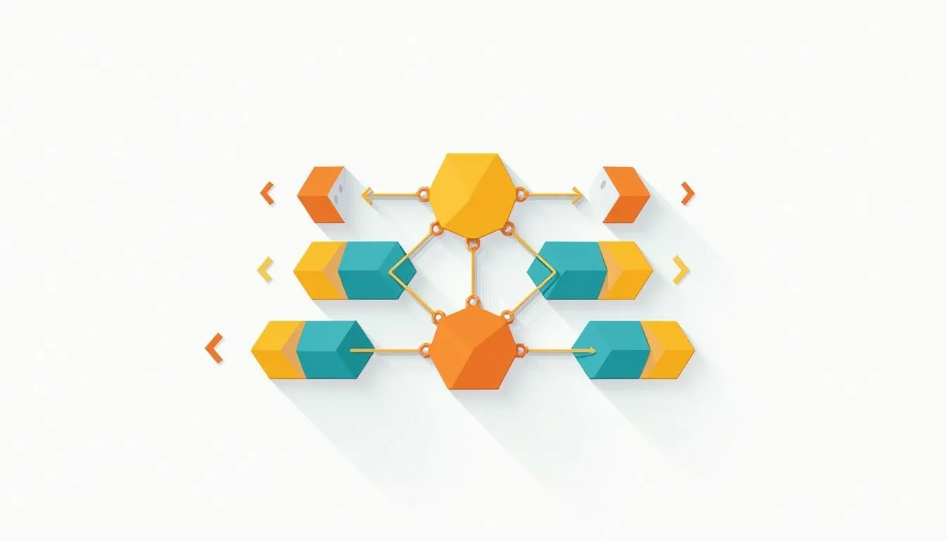 Flat vector illustration of a colorful doubly linked list in Python.